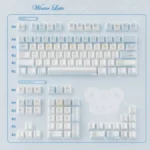 Elegant Winter Letter Ceramic Keycap Set, showcasing handcrafted ceramic textures and a serene, minimalist design for a unique, premium keyboard experience typing.