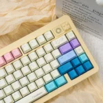 A Constellation keycap set gallery, revealing intricate celestial art and vibrant zodiac constellations on durable PBT dye-sub keycaps from various elegant.