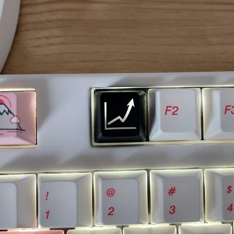 Ascend Graph Keycaps gallery. Displays vibrant translucent glow, premium design from all angles. Perfect for keyboard customization.