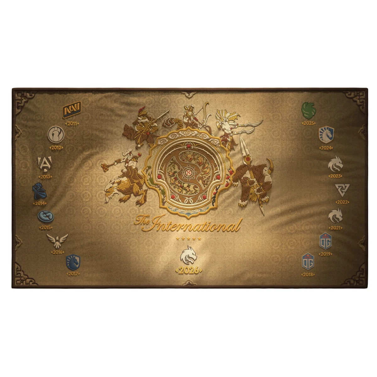 DOTA 2 TI15 2026 Champions Team Spirit Desk Mat featuring the majestic design, a premium commemorative piece for fans.