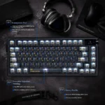 Error Code 2.0 PBT+PC Backlit Keycap Set, showcasing its unique translucent black and gold cyber-tech design with vibrant backlighting.