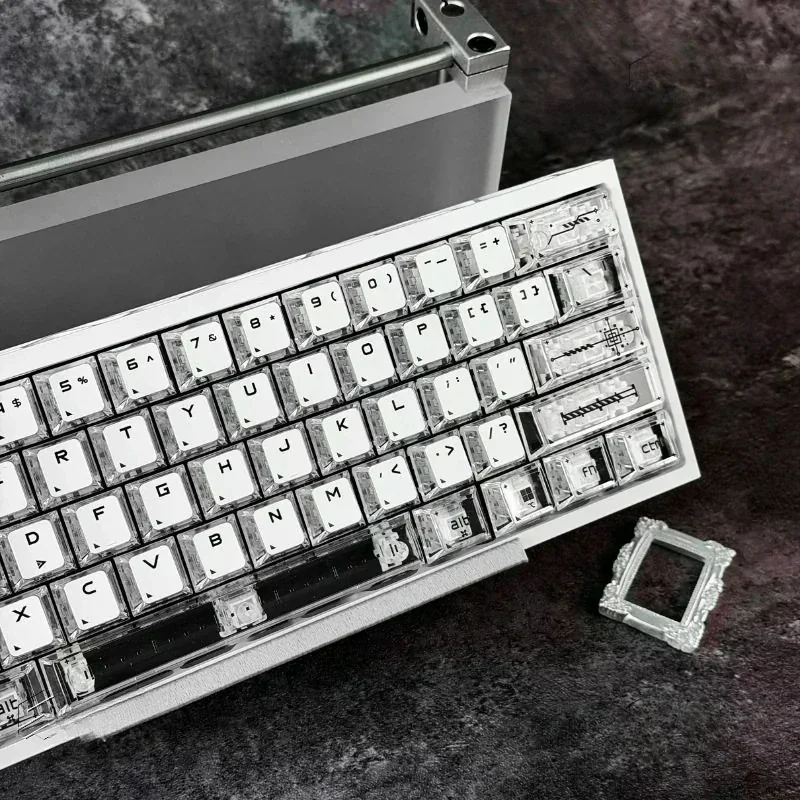 Close-up view of the premium 20th Anniversary Night Demon SE Gaming Keycap Set, showcasing its dark aesthetic and intricate details from a unique angle.