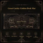 Opulent Gatsby desk mat featuring luxurious golden Art Deco patterns, transforming your workspace into a 1920s golden dream. Premium and artistic.