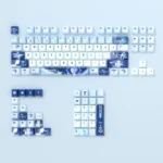 Premium Genshin Impact Anastasya PBT translucent keycaps, showcasing ethereal icy blue and white tones with crisp front-engraved legends.