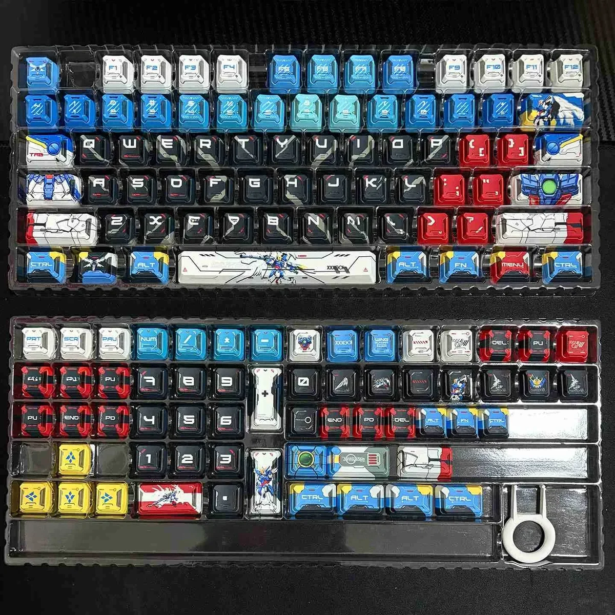 Exclusive Gundam Wing Zero PBT Cherry keycap for mecha keyboards, showcasing its iconic, sharp, prismatic, futuristic design. A premium Gundam keycap.