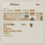 Showcase of the adorable Hakimi PBT dye-sub keycap set, featuring charming, soft-hued characters for custom keyboards. Durable and playful appeal.