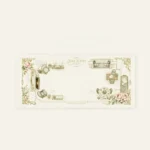 Exquisite Jane Austen desk mat. Multiple views reveal delicate vintage florals, classic motifs, and a serene tea garden aesthetic.
