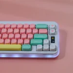 Vibrant gallery of Lollipop MOA keycaps, showcasing their sweet, ergonomic MOA profile and playful candy-inspired design from various angles for customizable joy on your keyboard.