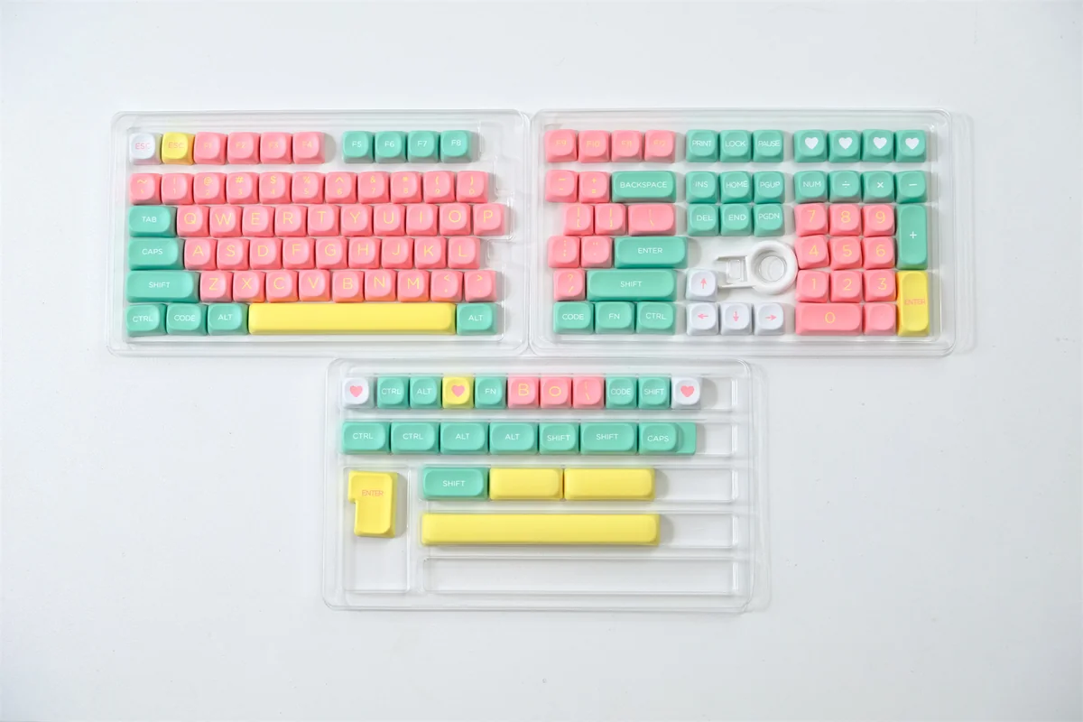 Vibrant Lollipop MOA keycaps displayed from multiple angles, showcasing their sweet, candy-inspired design and ergonomic MOA profile for customizable joy on your keyboard.