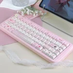Love Diary PBT keycaps, captured from various angles, highlight their unique profile, premium thick PBT, and warm vintage stationery aesthetic.