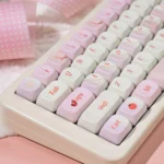Love Diary Keycaps premium thick PBT set, displaying the unique profile and warm, muted vintage colors for an artistic, comfortable typing.