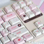 Original thick PBT Love Diary keycaps, showcasing premium quality, comfortable profile, and warm, muted vintage stationery aesthetic.