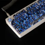 Luminous Circuit Diagram Keycaps Set, shown from various angles, revealing its unique glowing circuit board design and futuristic craftsmanship.