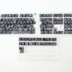 Detailed views of the Luminous Circuit Diagram Keycaps Set reveal its unique, glowing circuit board patterns and exceptional craftsmanship.