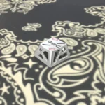 R4 Esc Silver Metal Hollow Keycap with intricate artisan design. Displays a premium feel and modern, high-tech hollow patterns.