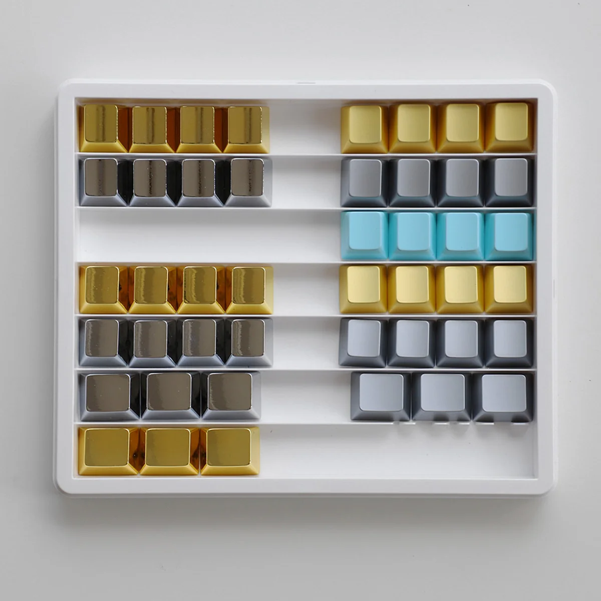 Premium glossy gold R1 directional metal keycap crafted from high-quality zinc alloy, featuring a sleek blank design for a modern industrial aesthetics.
