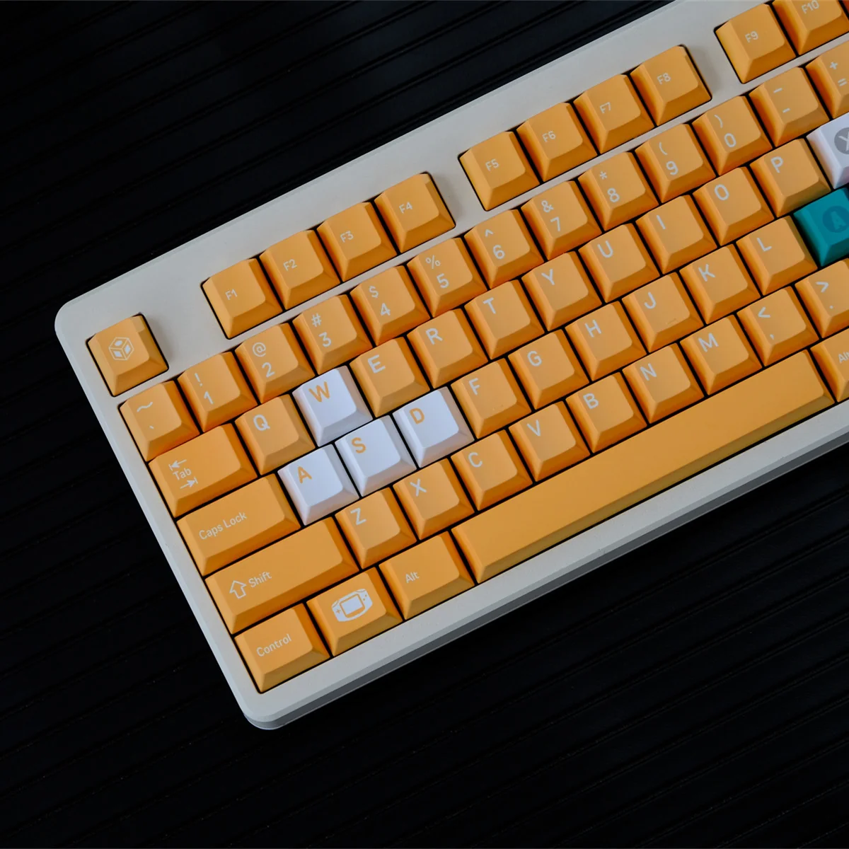 Premium Nintendo GameCube keycap set showcasing vibrant retro gaming aesthetic from multiple angles, highlighting the nostalgic design and comfortable Cherry profile.