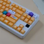 Premium Nintendo GameCube keycap set showcasing its vibrant retro gaming design from multiple angles, highlighting the nostalgic yellow accents and Cherry profile.