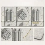 The iconic Notre-Dame de Paris Desk Mat is presented from an artistic angle, revealing its majestic gothic architecture and whimsical European style.