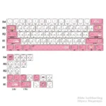 Adorable My Melody PBT dye-sub front-printed keycaps in soft pastel pink, bringing playful charm to keyboards with 60-108 layouts.