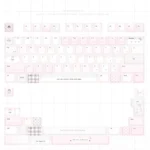Pastel pink keycaps with gingham, bows, and hearts showcase side-lit PBT full keycap set style for a dreamy, playful desk.