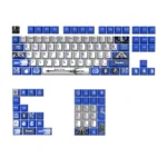 This image features Poseidon's Realm metallic PBT keycaps, with deep oceanic colors and a shimmering finish, true to the artistic Poseidon theme.