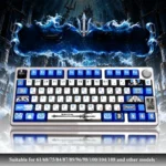 Poseidon's Realm metallic PBT keycaps, majestic deep oceanic colors with metallic shimmer. Artistic Poseidon keycaps capture a mythological realm.