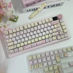 Adorable Puppy Wish Day Keycaps showcase whimsical dye-sub PBT dreaming puppies under starlit skies. Dreamy pastel MOA profile, unique angle.