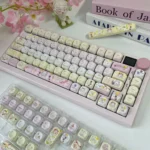 Adorable Puppy Wish Day PBT MOA keycaps collection, featuring whimsical puppies dreaming under starlit pastel skies. A charming and playful keyboard.