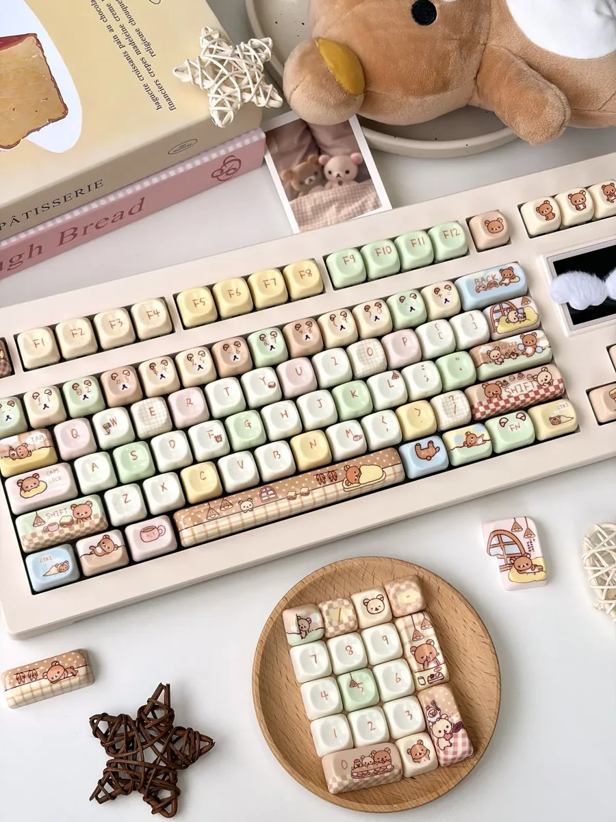 Rilakkuma and Kaoru: Rilakkuma Series Keycap Set from the complete set, displayed in multiple profiles, adding a warm and playful touch to any desk setup.
