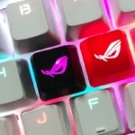 Premium ROG Logo Backlit Gaming Keycap, R4 ESC intensity, showcasing the iconic translucent design and vibrant illumination for a bold gaming setup.