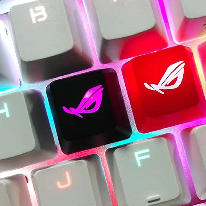 Premium ROG Logo Backlit Gaming Keycap, R4 ESC intensity, showcasing the iconic translucent design and vibrant illumination for a bold gaming setup.