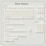 A close-up view of the elegant Rose Sonata MOA PBT keycaps, revealing the romantic rose garden motif and creamy PBT texture.