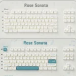 Elegant Rose Sonata MOA Keycaps with black legends on creamy PBT, showcasing a romantic rose garden motif for artistic typing.