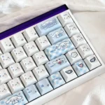 Dreamy Cinnamoroll PBT Keycaps Set, showcasing the authentic Cinnamoroll design and durable PBT material with soft pastel colors for personalized joyful.