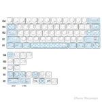 Angled view of the delightful Cinnamoroll PBT keycaps set, showcasing durable PBT and authentic character details with soft pastel hues.