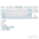 Dreamy Cinnamoroll PBT side-printed keycaps for 60-68 layout keyboards, showcasing adorable pastel designs for joyful personalization.