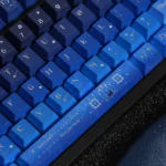 Starry Night Corridor Keycap Set reveals its immersive deep blue/purple cosmic scenes, stardust & pathways from artistic angles.