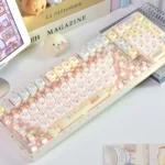Main image of a whimsical Sumikko Gurashi translucent MOA keycap set, showcasing adorable characters with milky finishes and a soft, rounded profile.