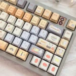 Sushi Keycap Set, showing unique Japanese Sushi House themed PBT keycaps from a new angle. Highlights abstract folded shadow artistry.