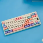 A detailed view of the Whimsical Balloon Party MOA keycaps, highlighting vibrant balloon designs and the unique MOA profile, perfect for a playful keyboard aesthetic.