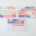 A vibrant, whimsical Balloon Party MOA Keycaps Set displayed from various playful angles, showcasing its unique balloon-themed design and MOA profile.