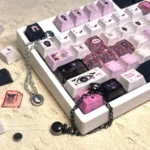 Exquisite handcrafted whimsical dollhouse keycap, intricately detailed from a unique angle, highlighting its miniature art and design for mechanical keyboard.