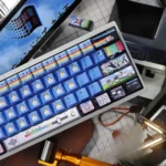 Windows XP Crazy Edition Keycap Set from another view, featuring vibrant, distorted UI elements and a playful retro tech glitch.