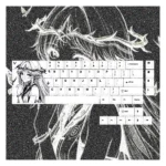 Official Wuthering Waves Cartethyia PBT dye-sub keycaps, showcasing vibrant sci-fi character legends from multiple artistic angles.