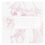 Official Wuthering Waves Cartethyia PBT dye-sub keycaps set, featuring vibrant sci-fi character legends and unique artistic design from various angles.