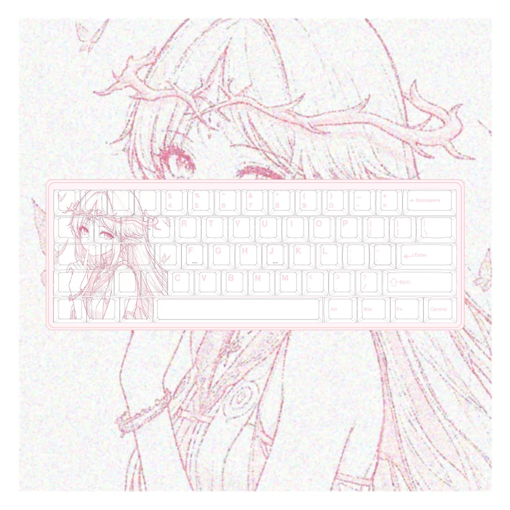 Official Wuthering Waves Cartethyia PBT dye-sub keycaps set, featuring vibrant sci-fi character legends and unique artistic design from various angles.