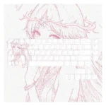 Official Wuthering Waves Cartethyia PBT dye-sub keycaps set, showcasing multiple angles of the vibrant sci-fi legends and futuristic design.