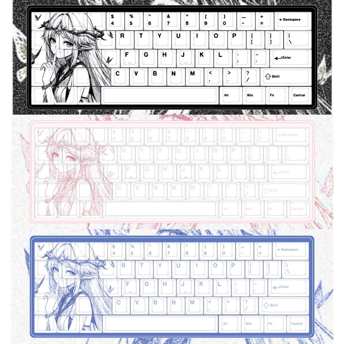 Elevate your setup with official Wuthering Waves Cartethyia PBT Dye-Sub keycaps, displaying vibrant sci-fi artistry and custom character legends.