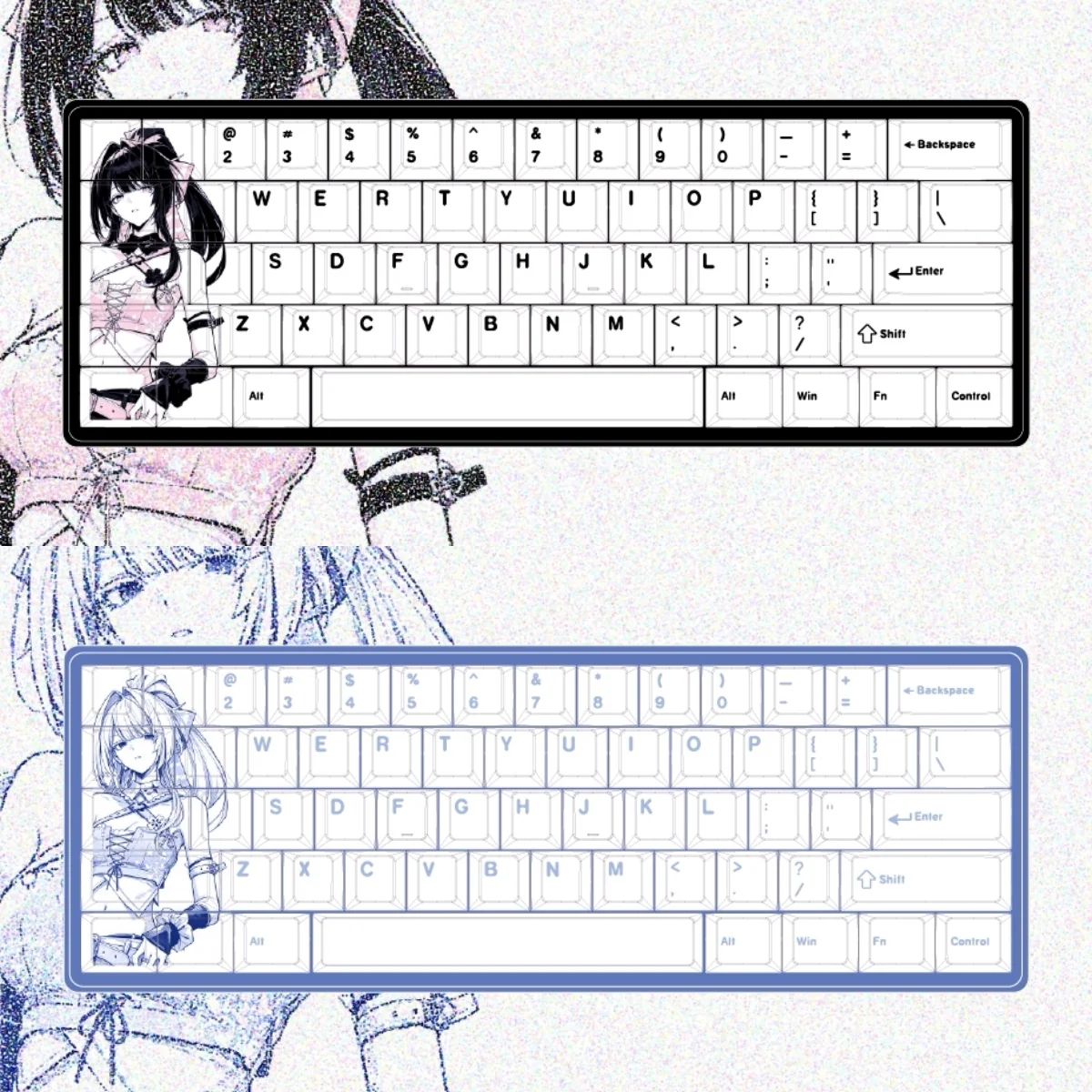 Dramatic Wuthering Waves Hiyuki PBT keycaps set, featuring high-contrast aesthetics and durable legends for an immersive gaming experience.